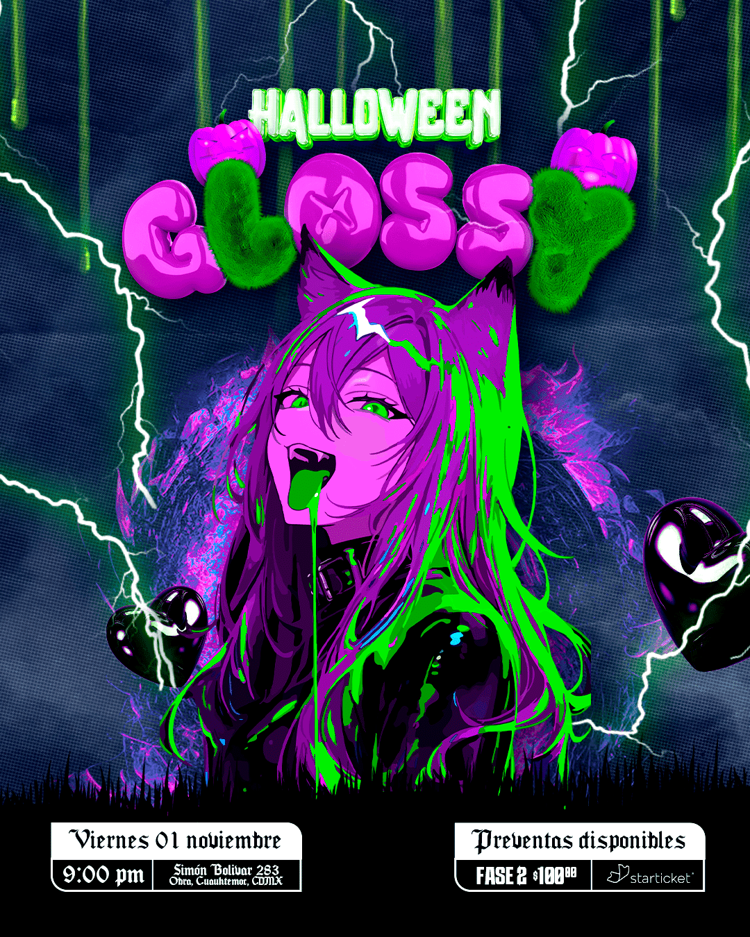 🎃💖 GLOSSY VOL. 3 HALLOWEEN 💖🎃 • 01 NOVEMBER • 09 PM • Buy tickets for  events in Mexico, image size:1080x1350