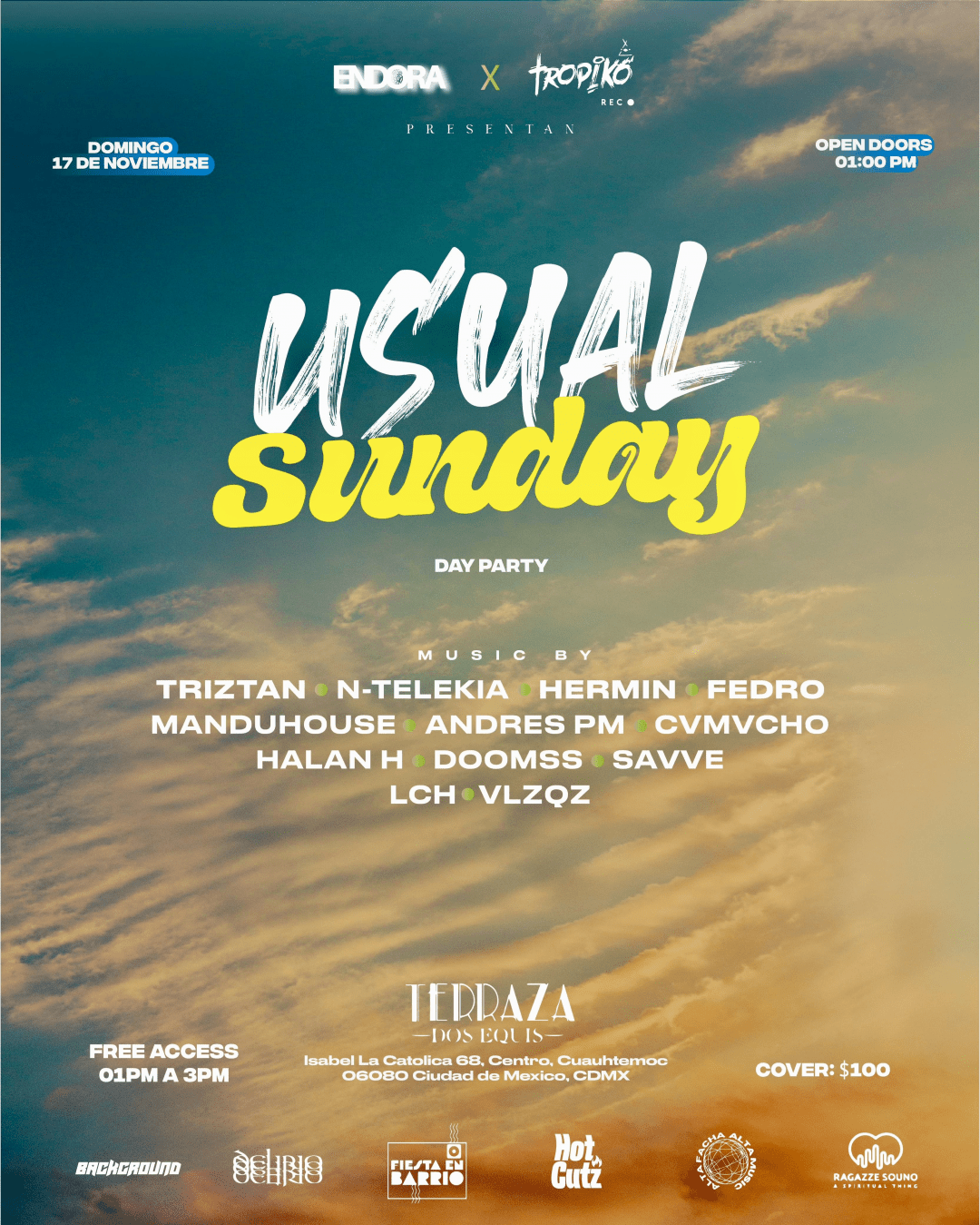 Endora x Tropiko Rec. presentan: Usual Sunday